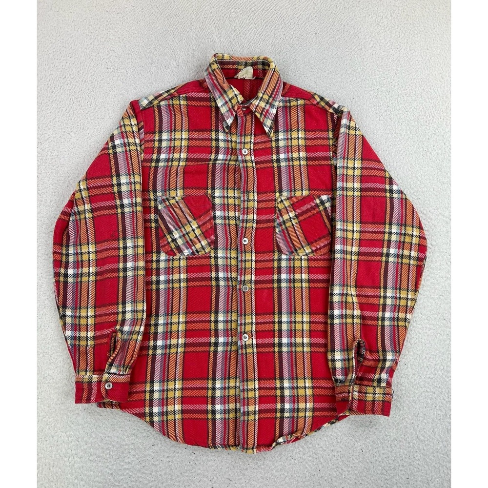 Vintage Big Mac Shirt Mens Large Red Plaid Flannel LS Button Up Portugal Casual